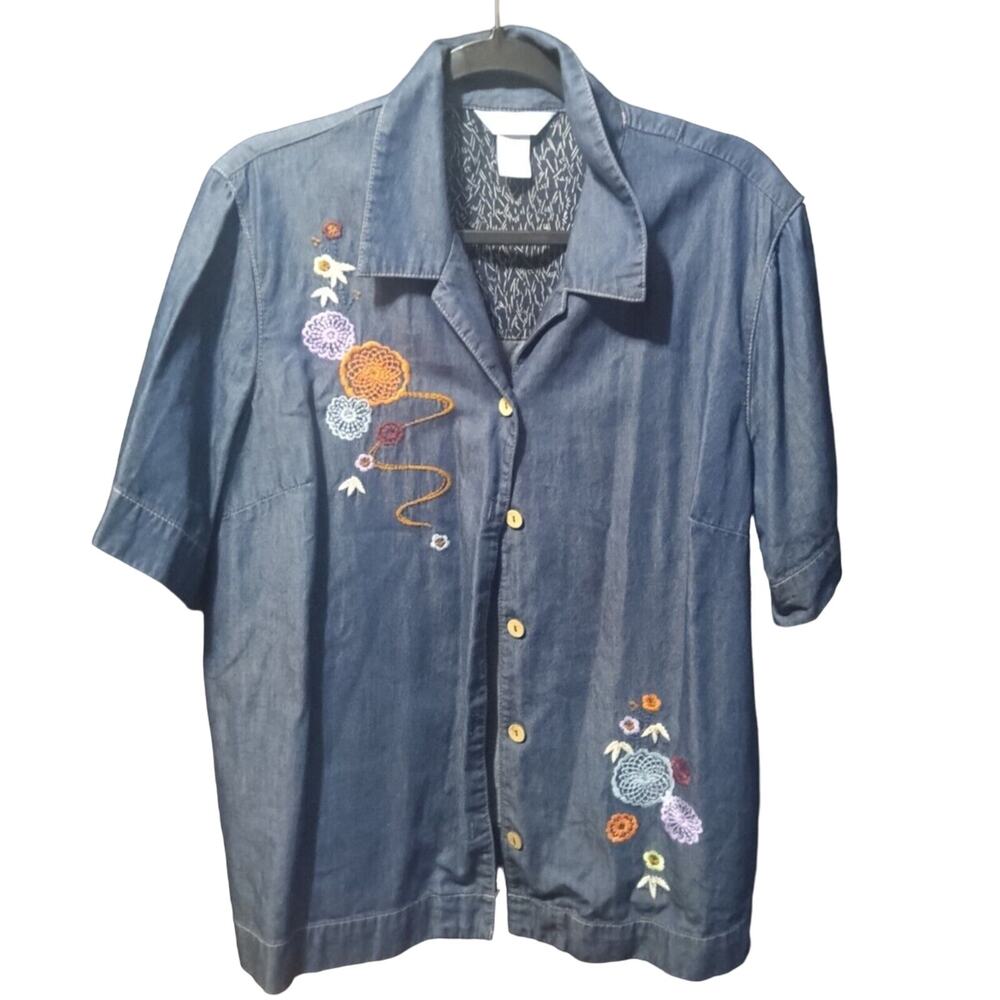 City Blues By Koret Women's Denim Button Up Shirt Size XL